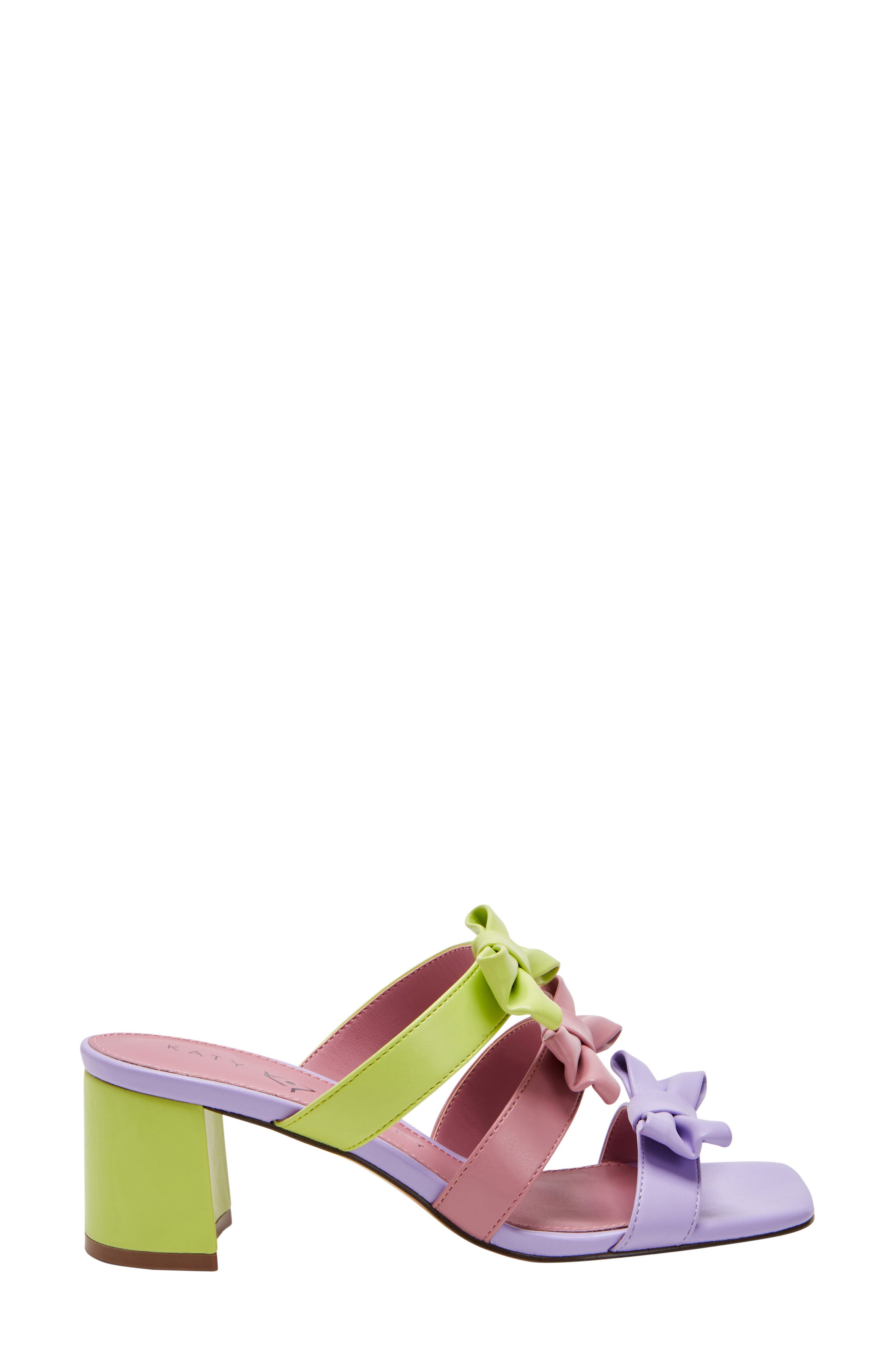 The Bow Sandal, Alternate, color, PURPLE/ PINK/ CELERY