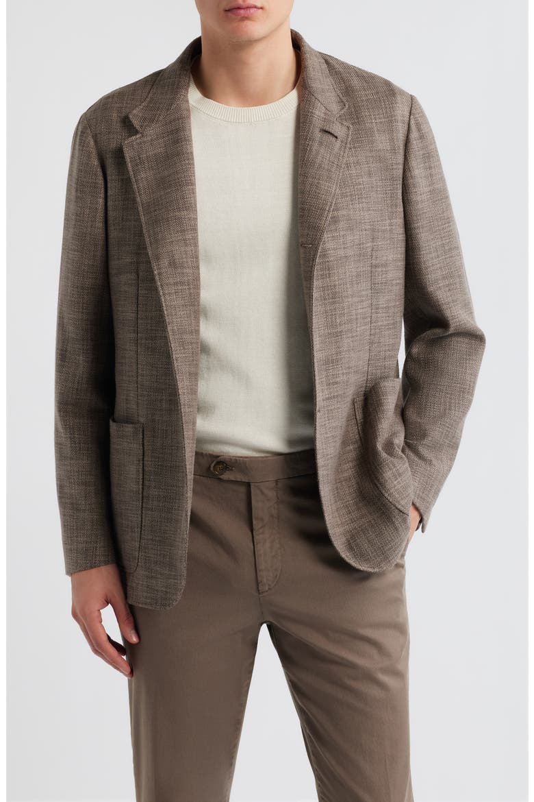 Bruma Trim Fit Light Brown Mélange Cotton & Wool Blend Sport Coat, Main, color, LIGHT BROWN