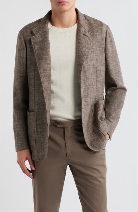 Bruma Trim Fit Light Brown Mélange Cotton & Wool Blend Sport Coat