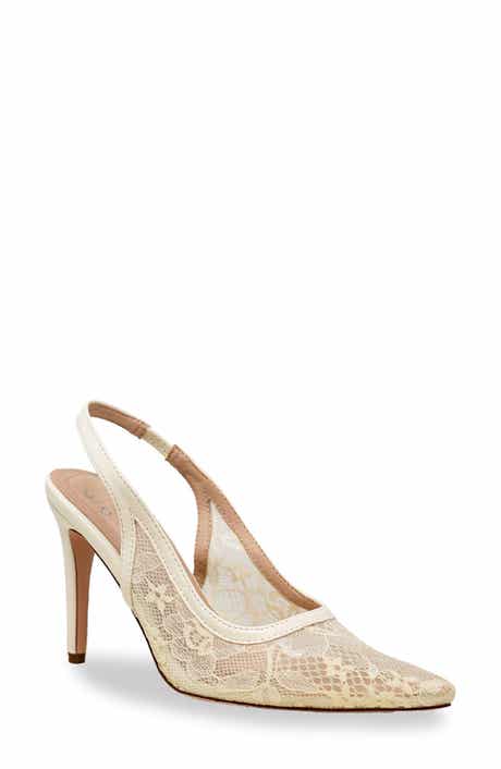 CHASE AND CHLOE Bethany Floral Lace Slingback Pump