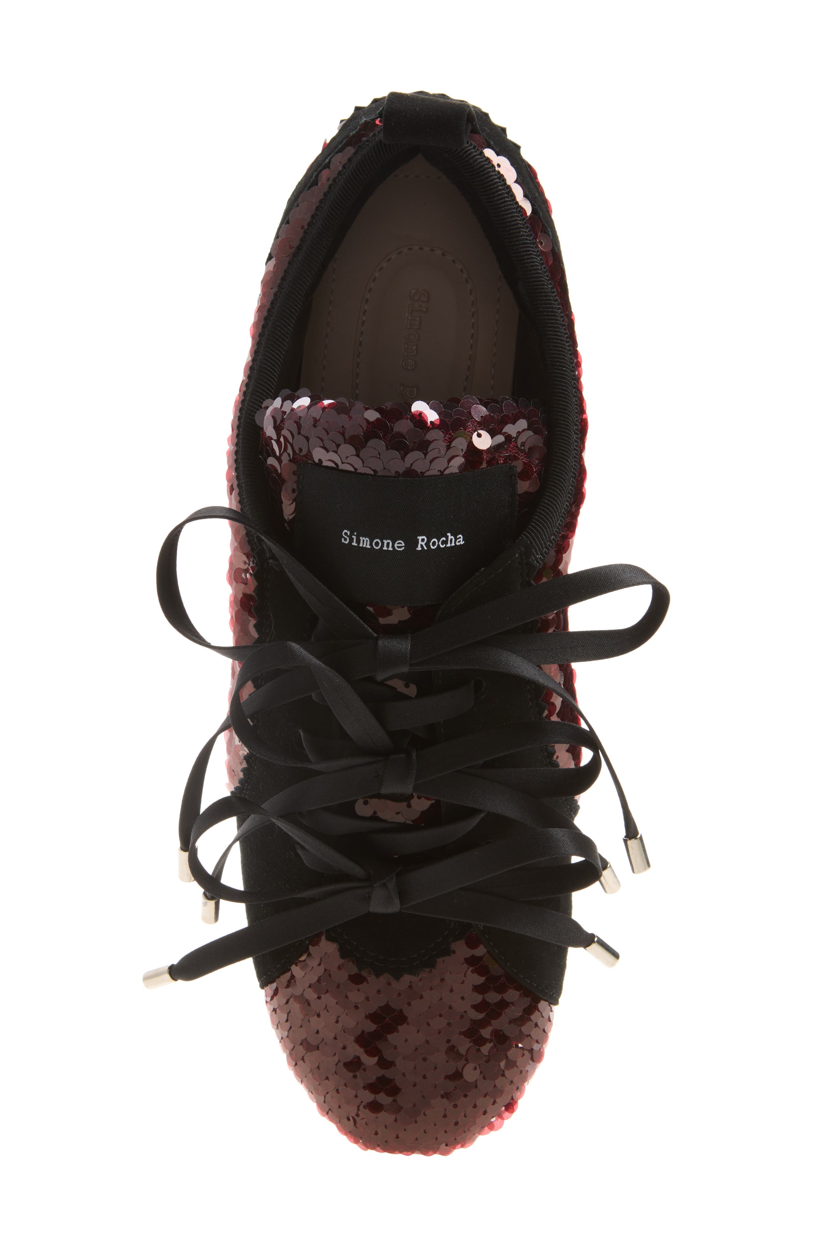 Sequin Ballerina Grip Trainer Sneaker, Alternate, color, DEEP RED