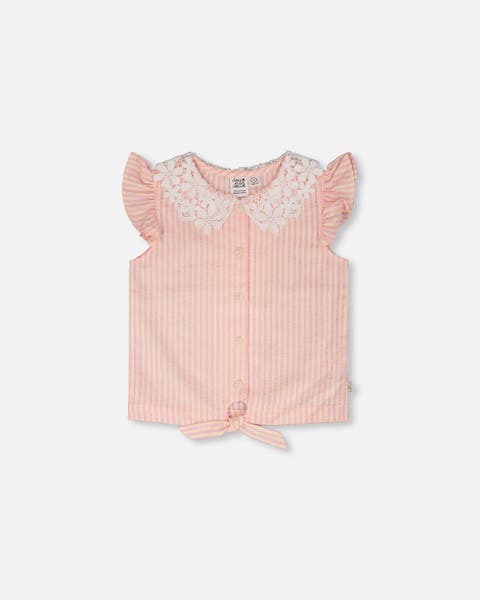 Crochet Collar Stripes Sleeveless Shirt (Toddler, Little Kid & Big Kid)