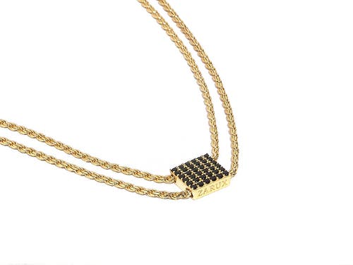 Zarux Delicate Square Necklace Black Onyx In Gold
