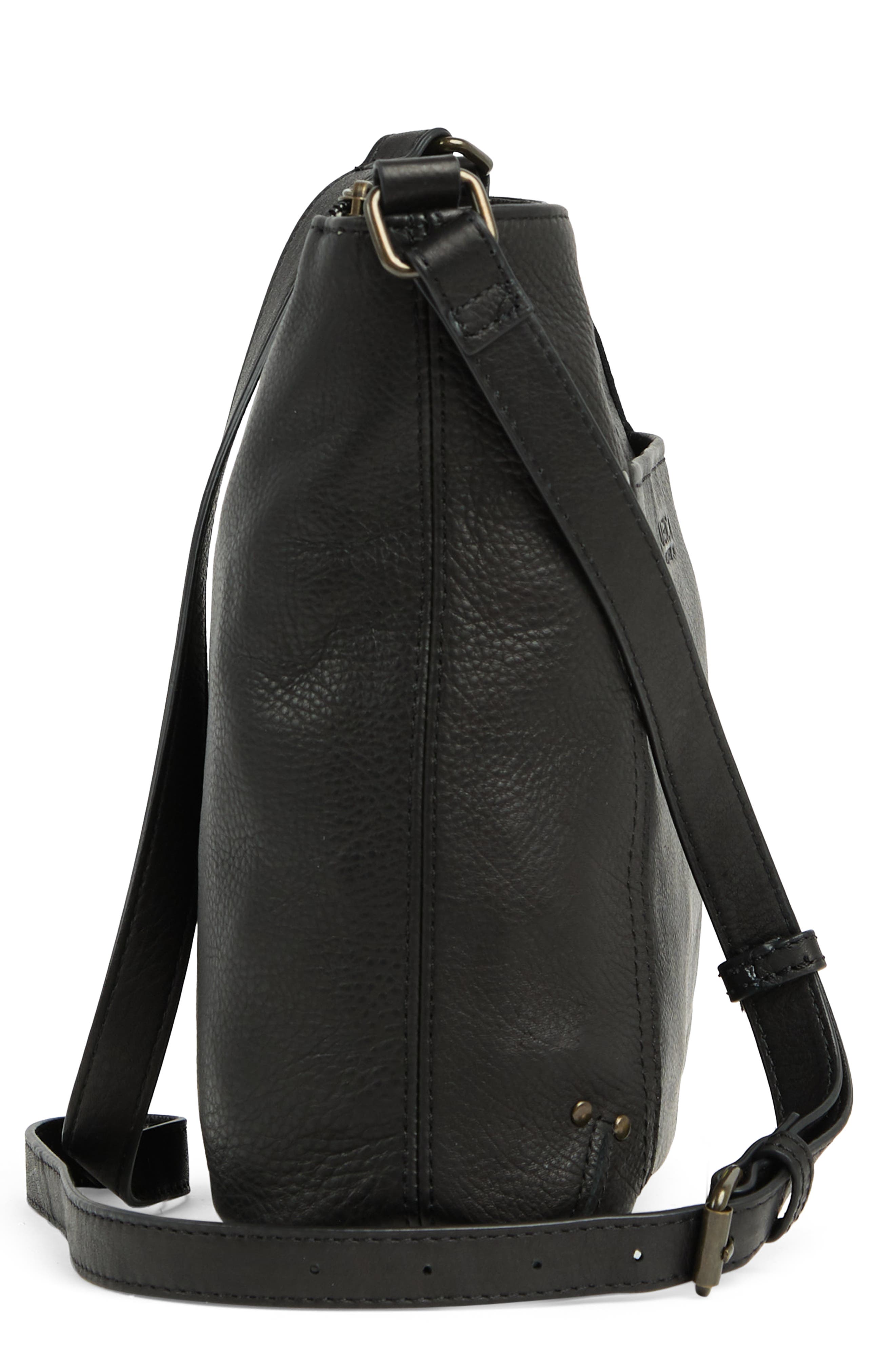 Austin Double Entry Leather Crossbody Bag, Alternate, color, BLACK