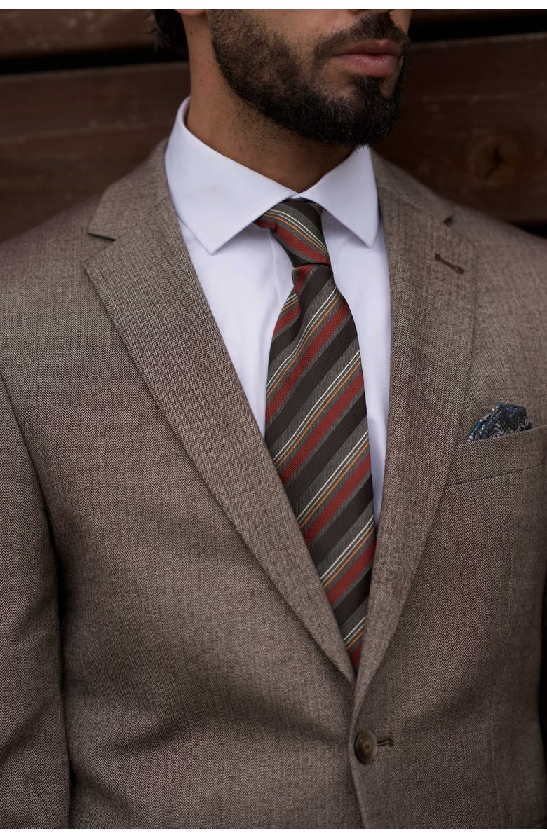 Elizabetta Espada - Silk Jacquard Tie for Men, Alternate, color, Steel Grey And Burgundy