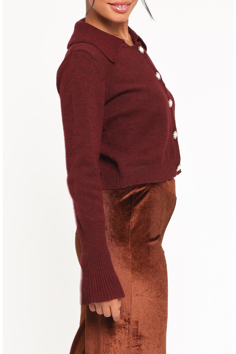 Trumpet Sleeve Cardigan, Alternate, color, CABERNET