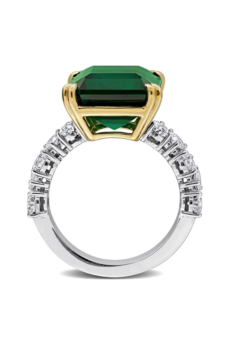 Lab-Created Emerald & Diamond Cocktail Ring 18k, Alternate, color, Emerald