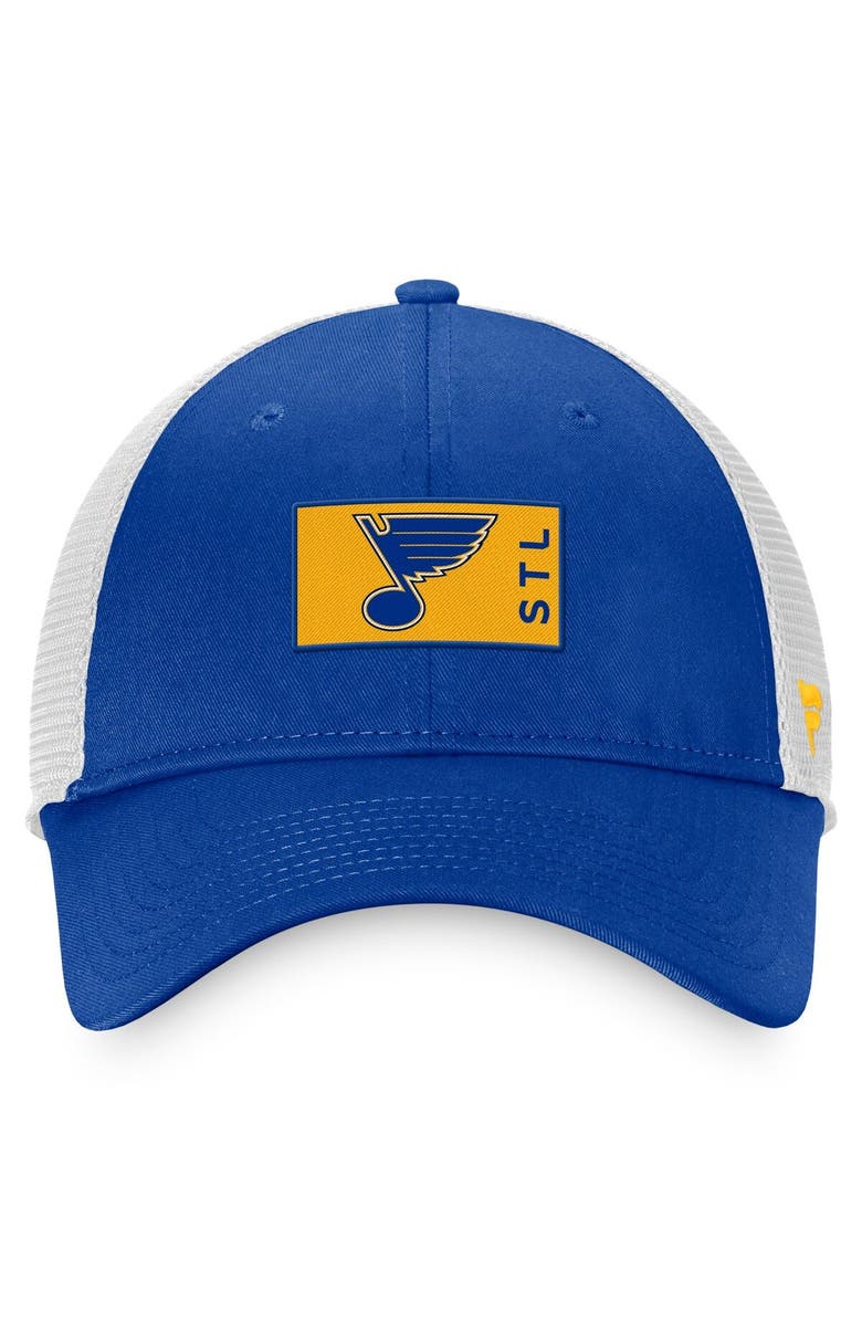 FANATICS Men's Fanatics Branded Blue/White St. Louis Blues Authentic Pro Rink Trucker Snapback Hat, Alternate, color, Blue