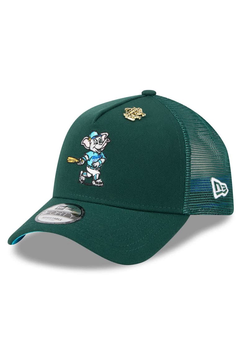 Men's New Era  Green Athletics 2025 Big League Chew A-Frame 9FORTY Adjustable Trucker Hat, Main, color, Green