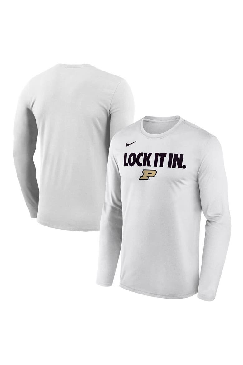 Men's Nike  White Purdue Boilermakers 2026 On-Court Bench Long Sleeve T-Shirt, Main, color, White