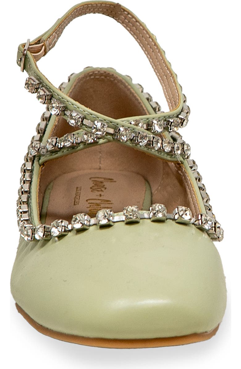 CHASE AND CHLOE Rhinestone Trim Ballet Flat, Alternate, color, Sage Pu