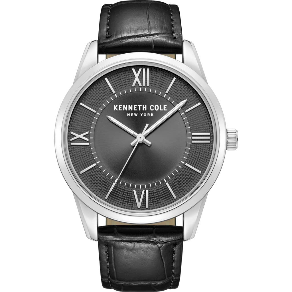 Kenneth Cole Classic Leather Strap Watch, 44mm