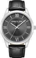 Kenneth Cole Classic Leather Strap Watch, 44mm