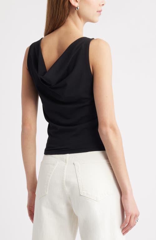 Open Edit Drape Back Sleeveless Top In Black