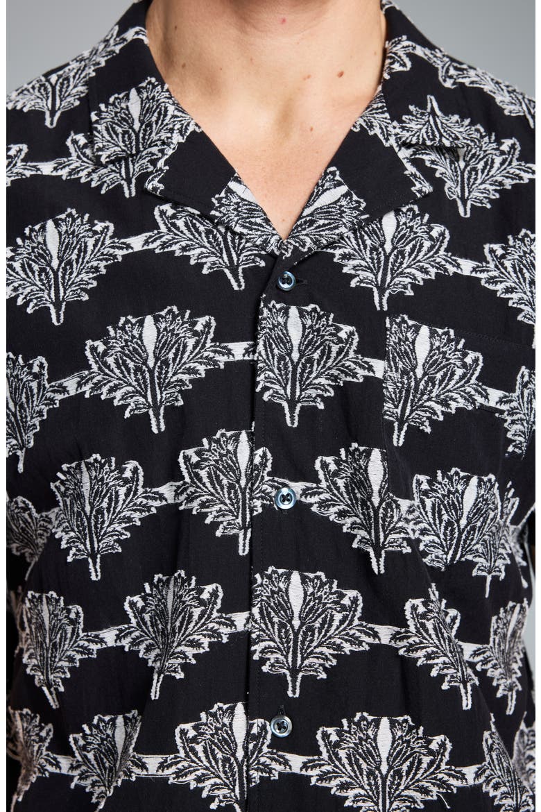 Botanical Cotton Camp Shirt, Alternate, color, BLACK