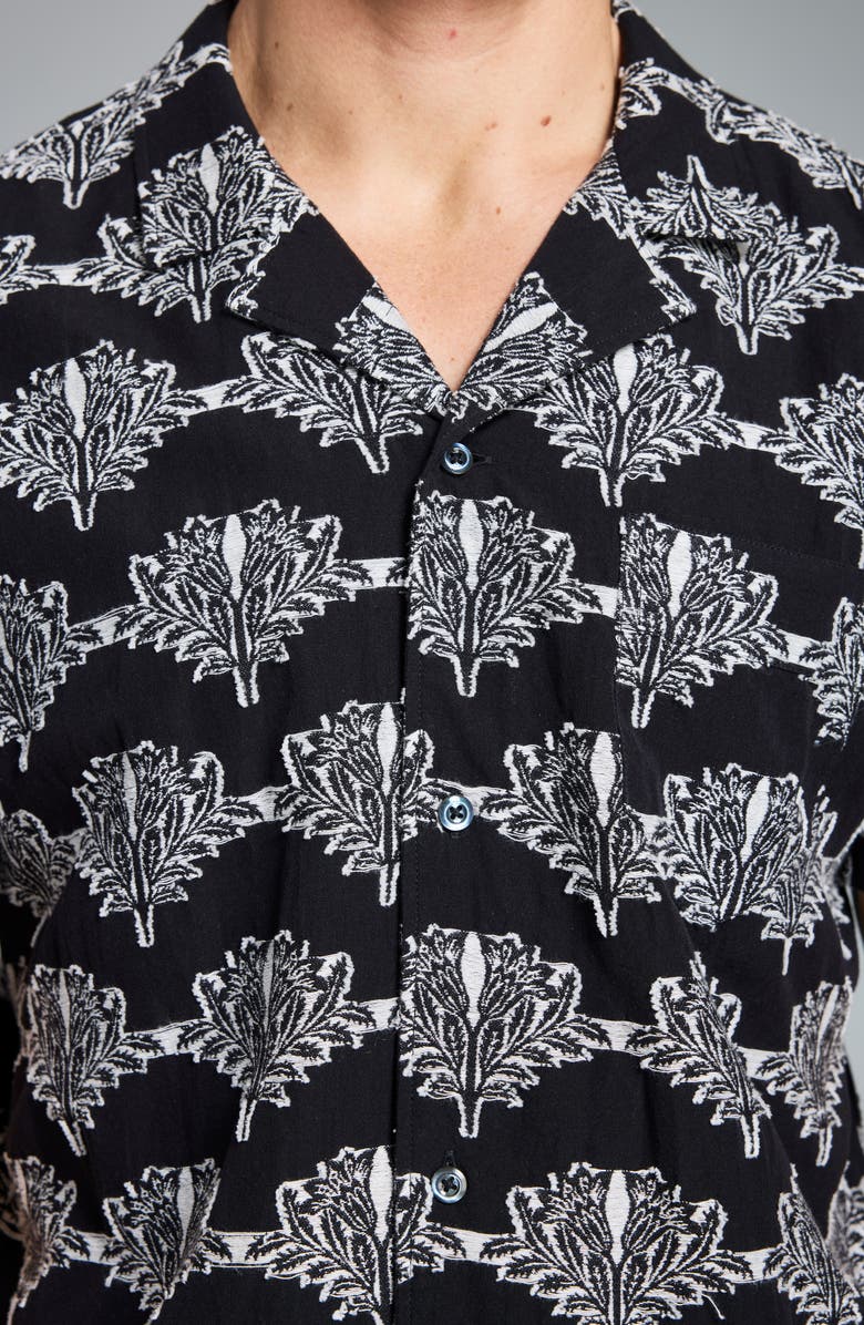 Billy Reid Botanical Cotton Camp Shirt, Alternate, color, Black