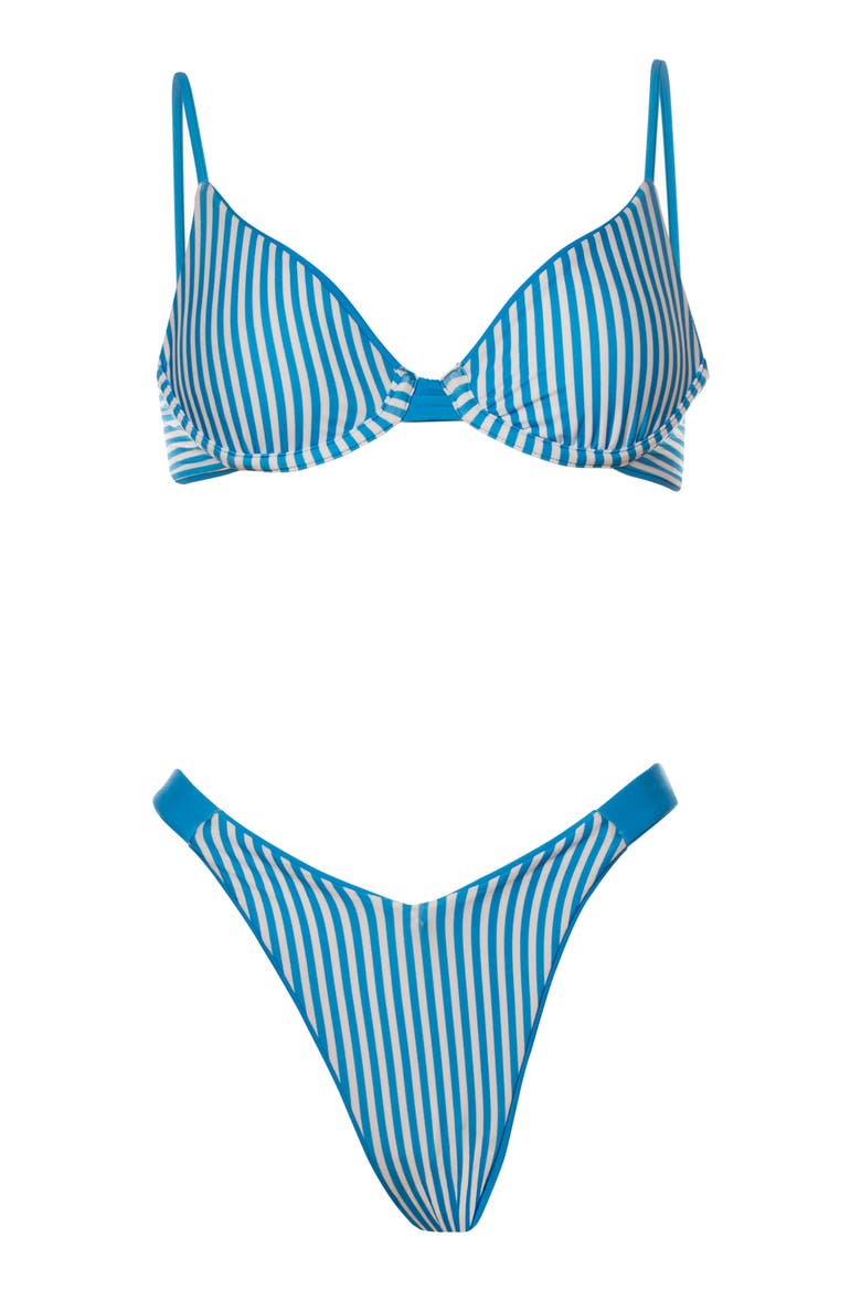 Blue Dainty Reversible Underwire Bikini Top, Alternate, color, BLUE