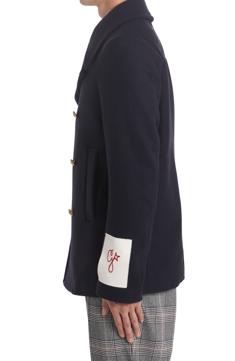 Golden Goose Double Breasted Virgin Wool Blend Jacket, Alternate, color, Dark Navy