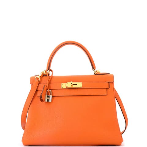 Kelly Handbag Orange Togo with Gold Hardware 28