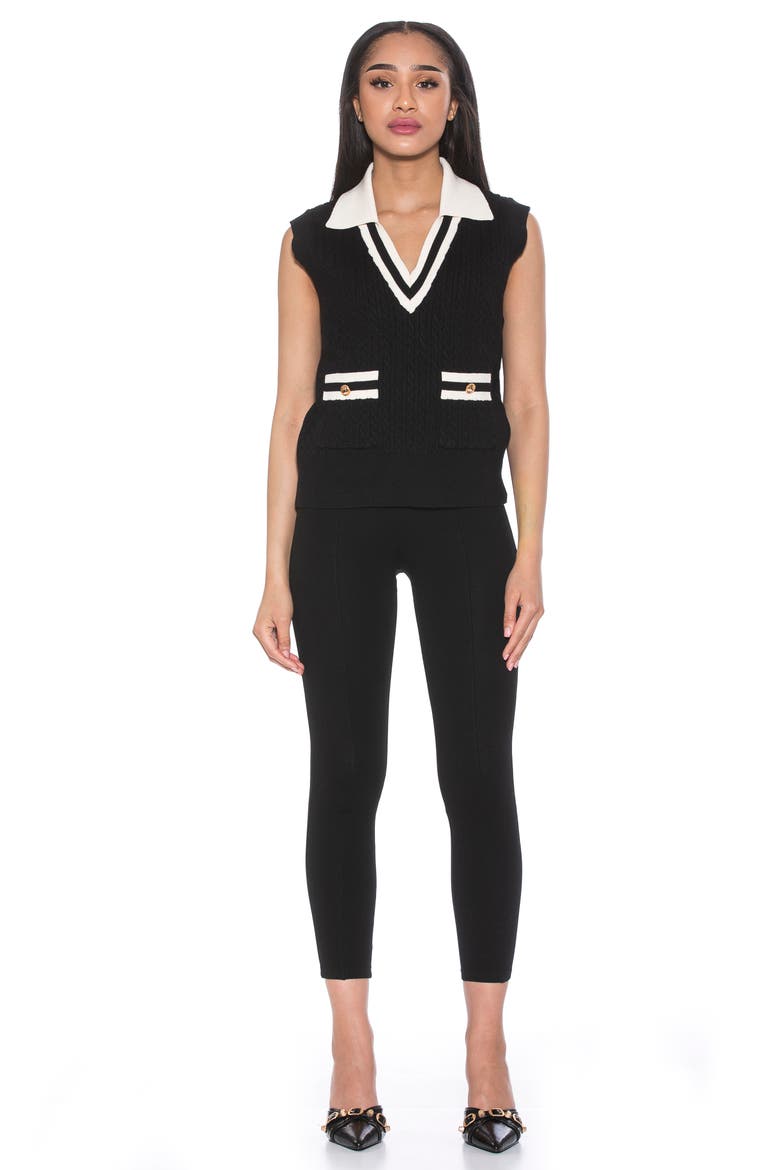Michelle Cable Knit Sweater Vest, Alternate, color, BLACK