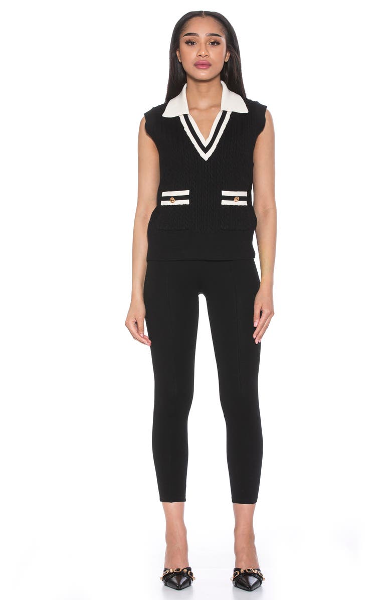 Alexia Admor Michelle Cable Knit Sweater Vest, Alternate, color, Black