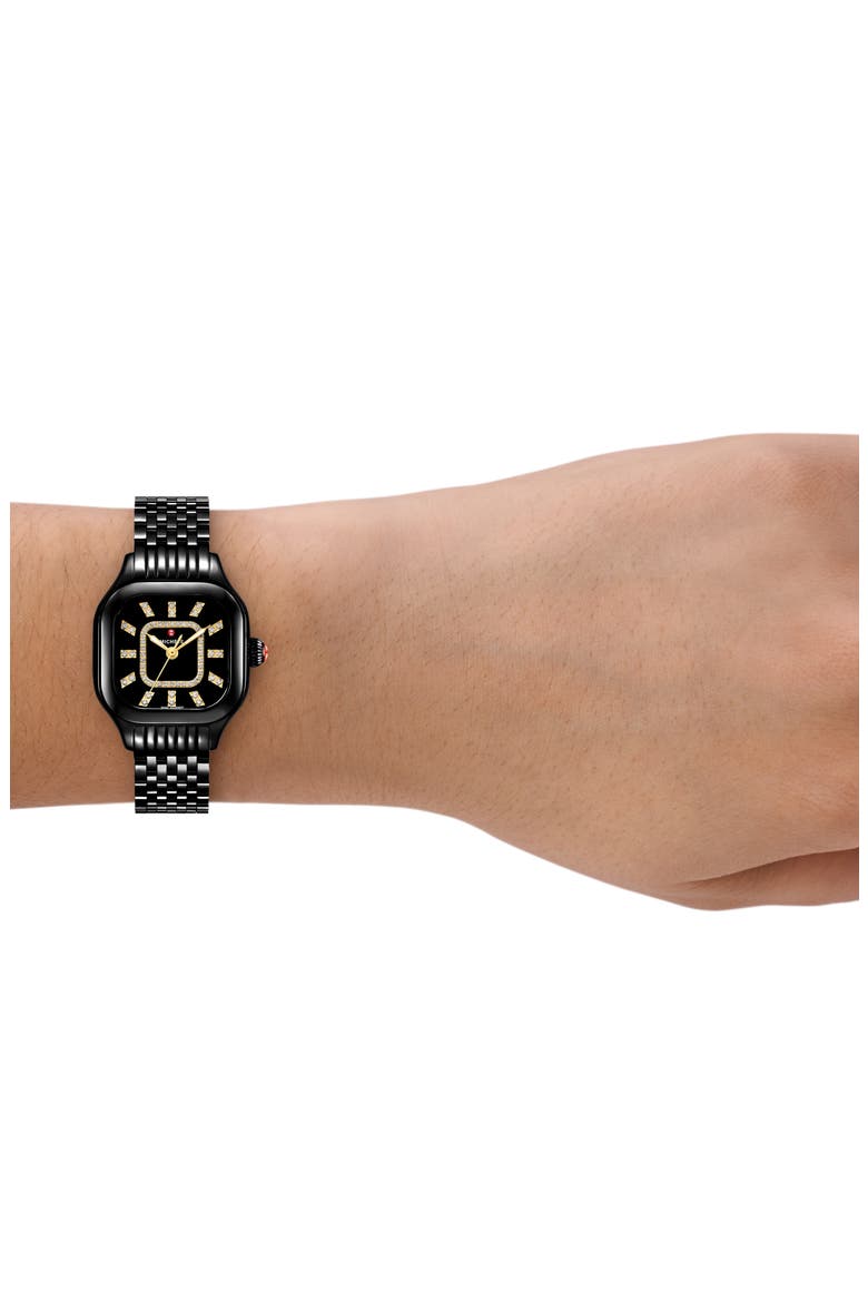Meggie Noir Diamond Dial Bracelet Watch, 29mm, Alternate, color, BLACK