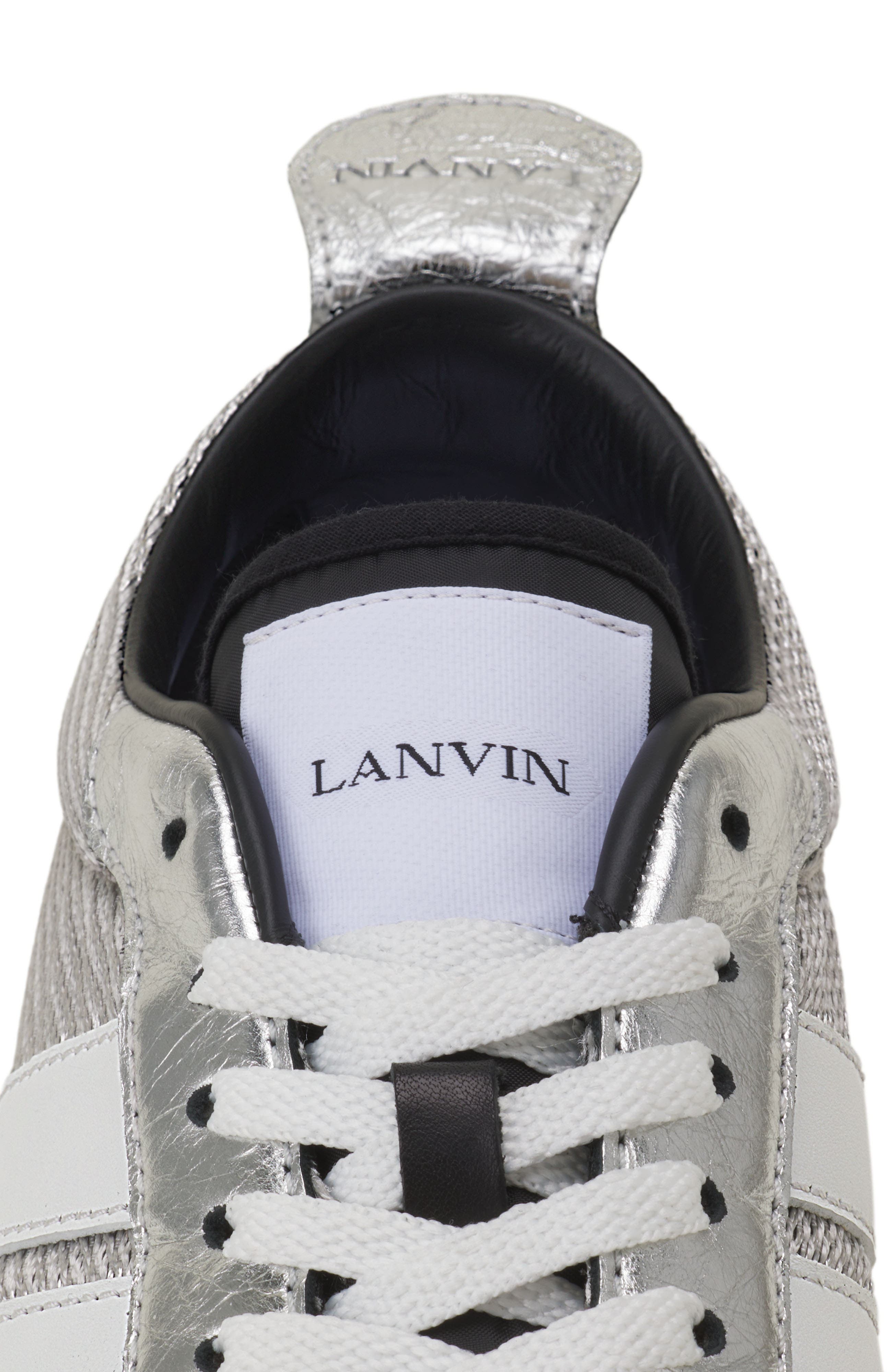 Lanvin Bumpr Sneakers In Crinkled Metallic Leather, Alternate, color, White