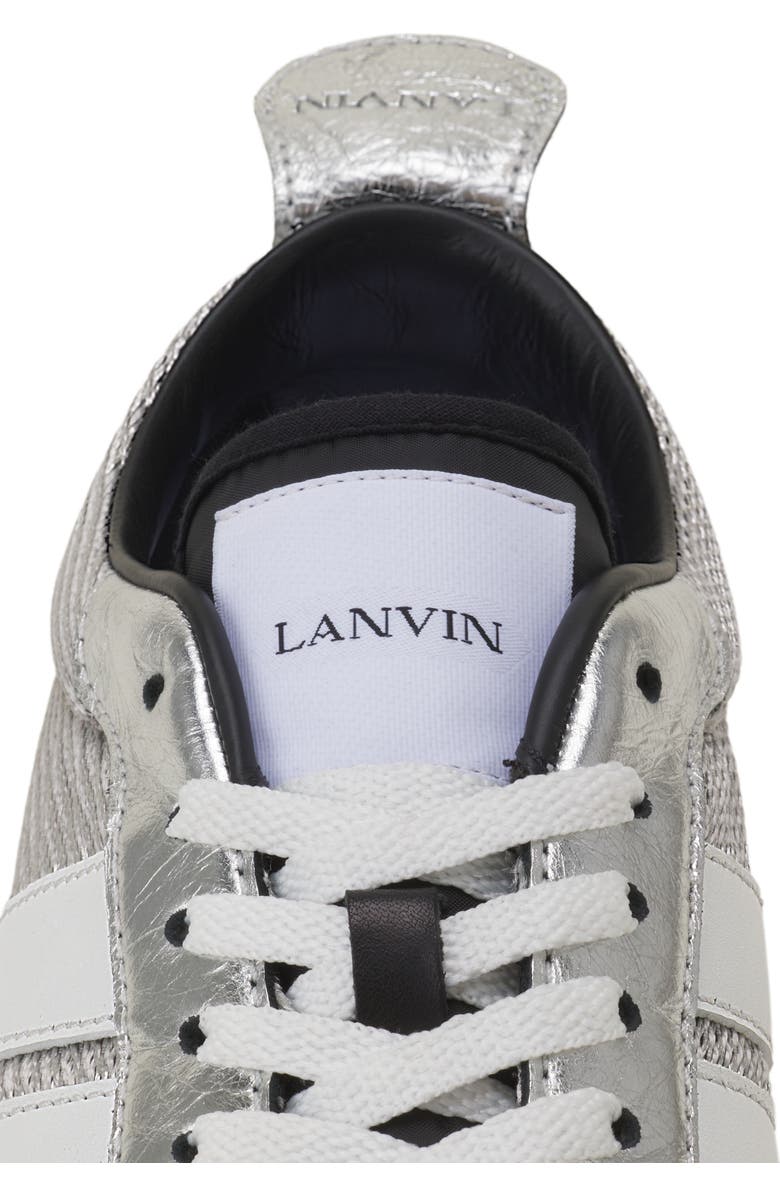 Lanvin Bumpr Sneakers In Crinkled Metallic Leather, Alternate, color, White