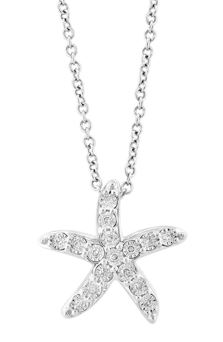 EFFY Sterling Silver Diamond Starfish Pendant Necklace - 0.14ct., Alternate, color, Silver