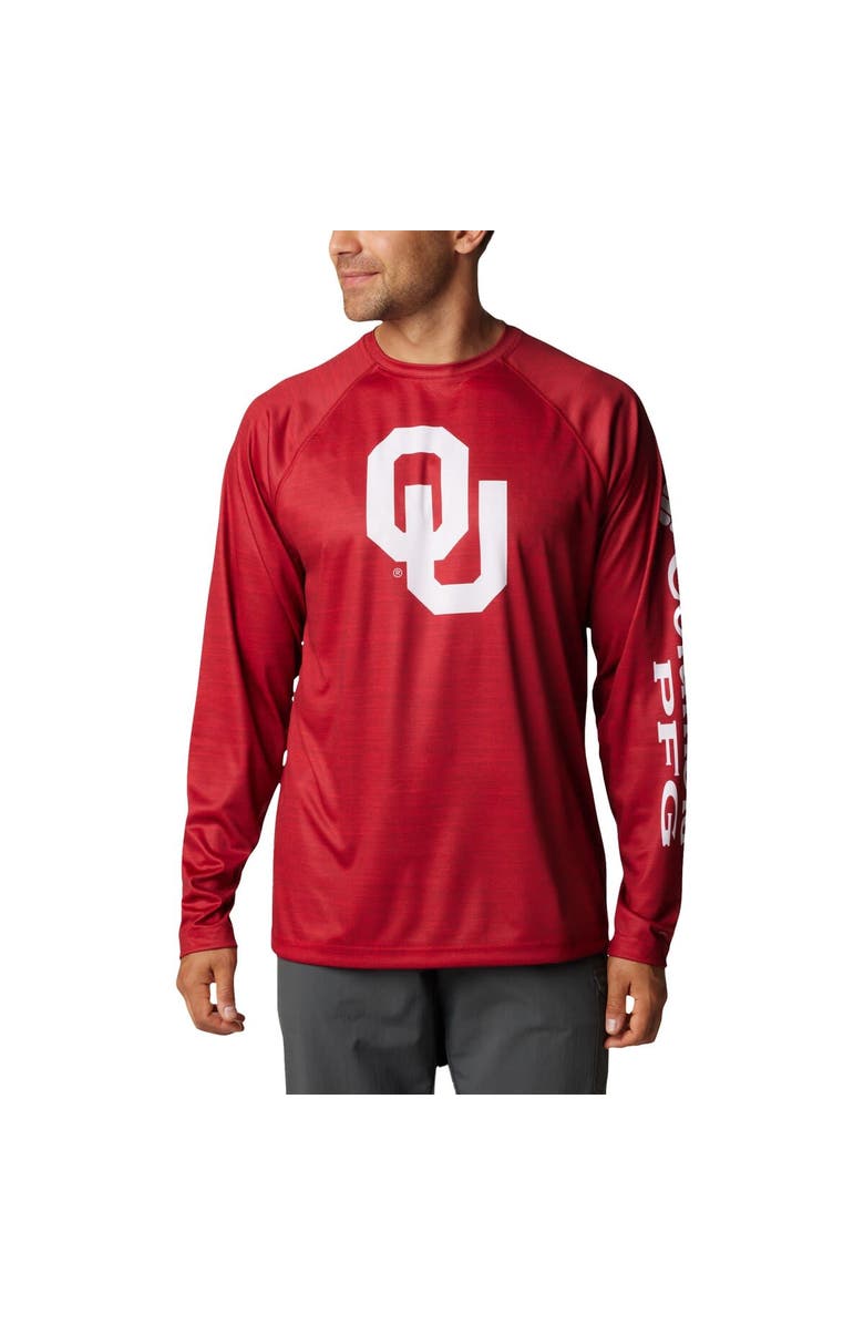 Columbia Men's Columbia  Crimson Oklahoma Sooners PFG Terminal Tackle Omni-Shade Raglan Long Sleeve T-Shirt, Main, color, Crimson