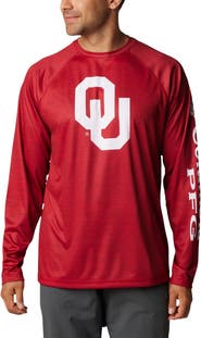 Columbia Men's Columbia Crimson Oklahoma Sooners PFG Terminal Tackle Omni-Shade Raglan Long Sleeve T-Shirt