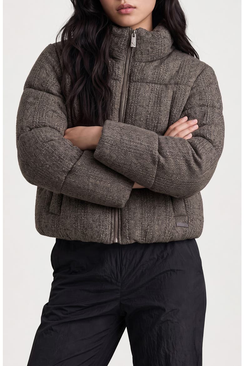 Brigitte Cable Knit Puffer Jacket, Alternate, color, MOCHA