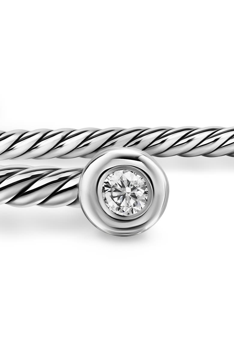 David Yurman Micro Cable Flex<sup>®</sup> Round Bracelet in Sterling Silver with Diamonds, 2.6mm, Alternate, color, Silver Pave