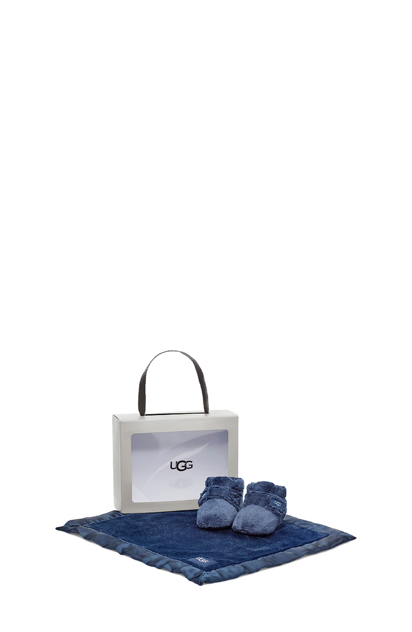 Bixbee Booties & Lovey Blanket Set, Main, color, NAVY