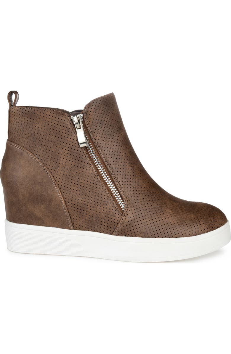 Journee Collection JOURNEE Pennelope Wedge Heel Sneaker, Alternate, color, Brown