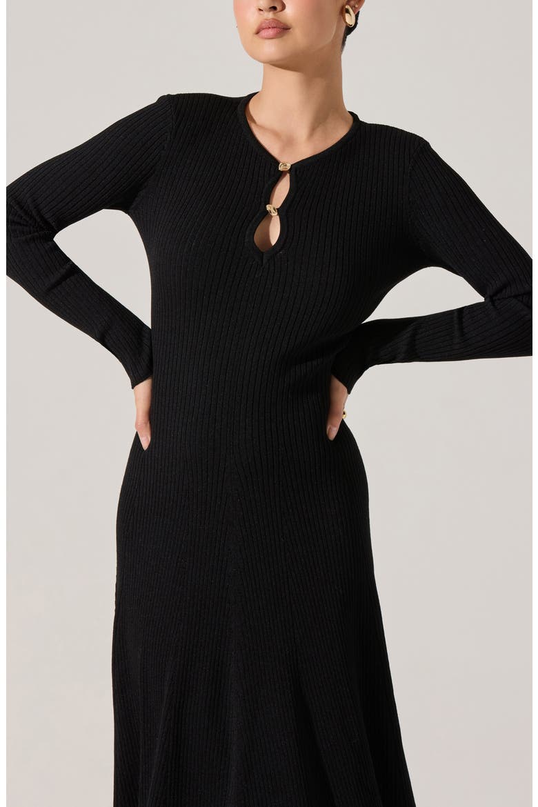 Fallyn Rib Long Sleeve Sweater Dress, Alternate, color, BLACK