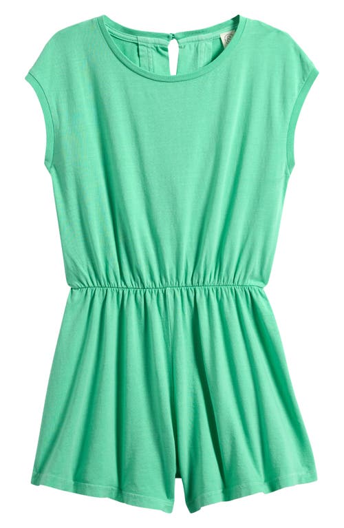 Treasure & Bond Kids' Cotton Knit Romper In Green Cream
