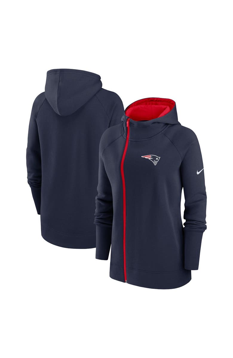 Nike Women's Nike  Navy New England Patriots Asymmetrical Raglan Full-Zip Hoodie, Alternate, color, Navy