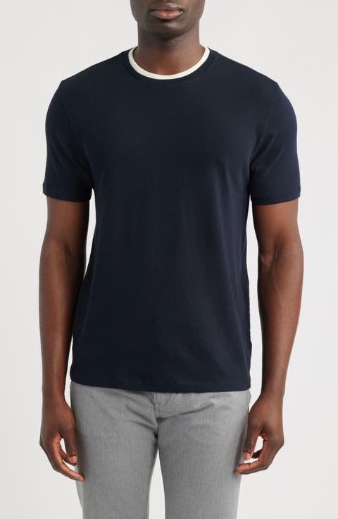 Loose Knit Double Collar Crewneck T-Shirt