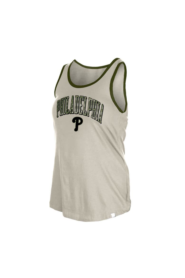 Women's New Era  Cream Philadelphia Phillies Armed Forces Tank Top, Alternate, color, Khaki