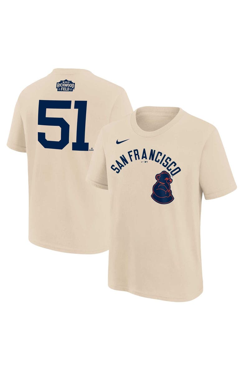 Nike Youth Nike Jung Hoo Lee Natural San Francisco Giants 2024 Rickwood Classic Name & Number T-Shirt, Main, color, 