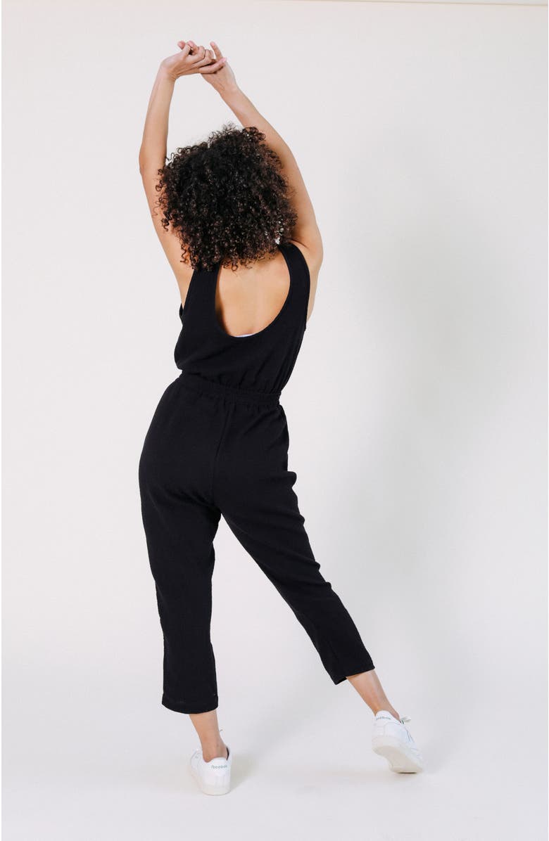 POPLINEN Plus Jameela Organic Cotton Gauze Jumpsuit, Alternate, color, Black
