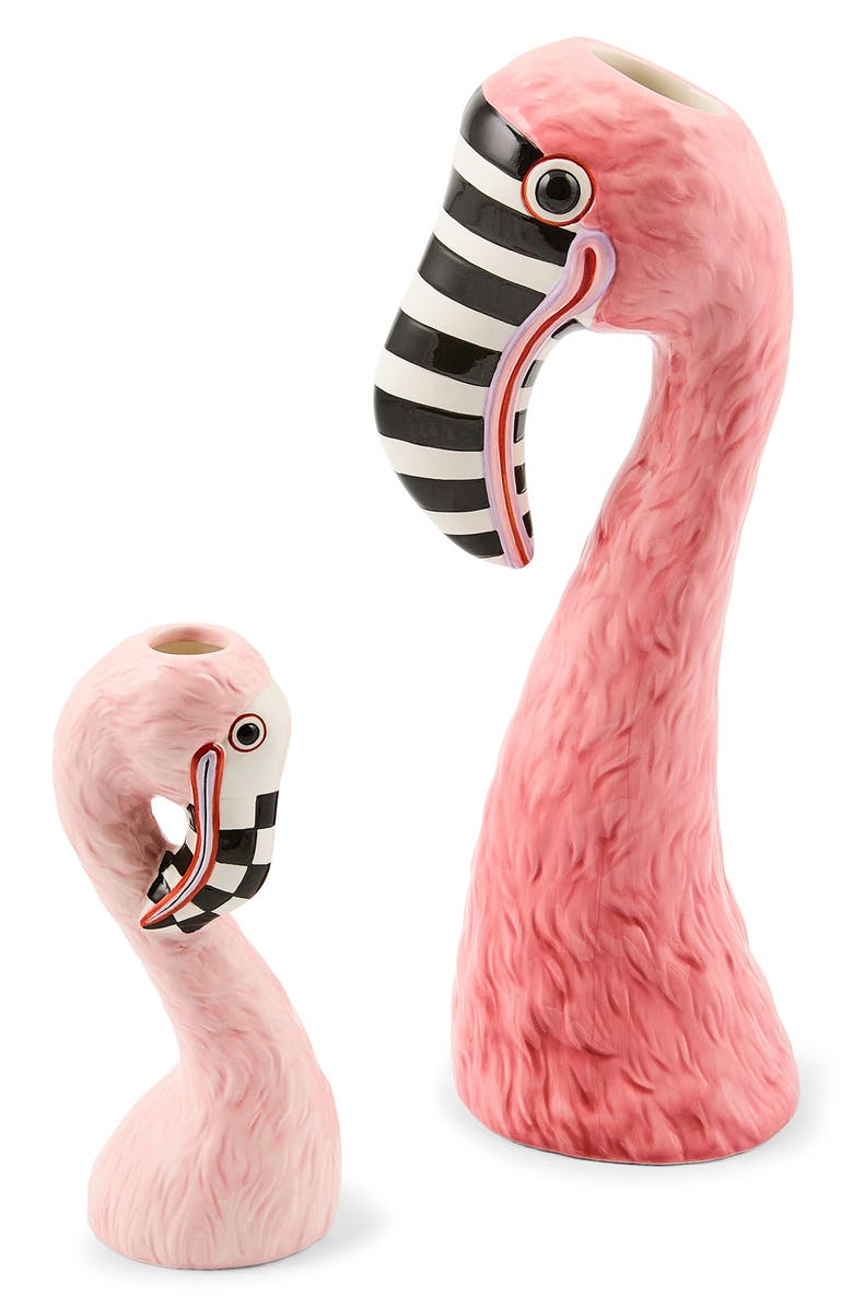 MACKENZIE CHILDS Patience Brewster Sheldon Flamingo Ceramic Bud Vase, Alternate, color, Pink