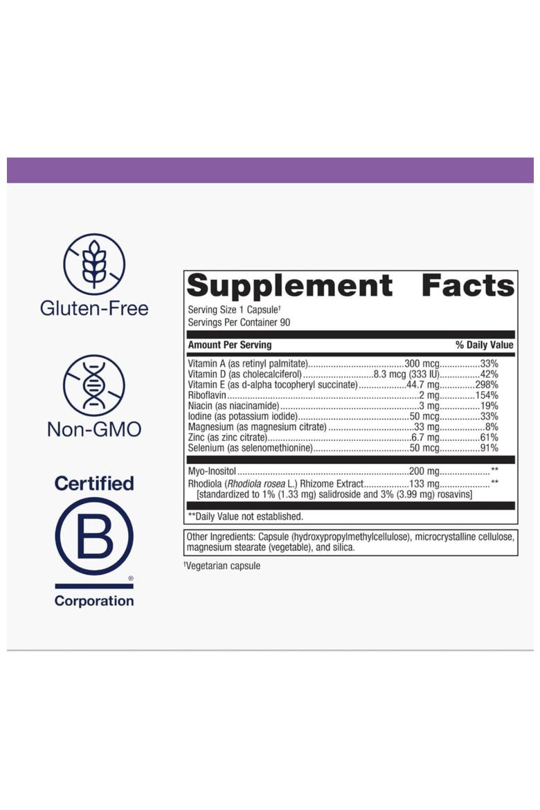 Thyrosol Thyroid Support Supplement with Zinc Selenium and Rhodiola 90 Capsules, Alternate, color, None