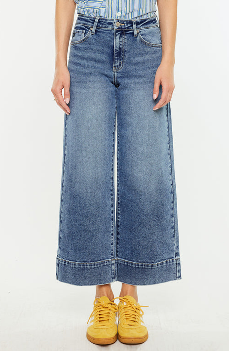 KanCan Nessa High Rise Crop Wide Leg Jeans, Main, color, Dark Wash
