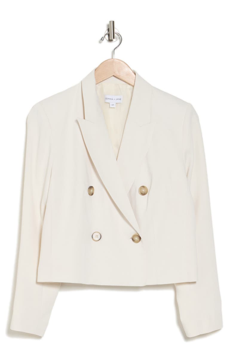 Gemma + Jane Double Breasted Crop Blazer, Alternate, color, Eggshell