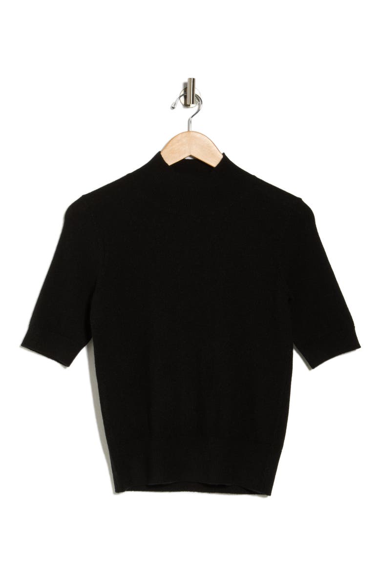 Cashmere Mock Neck Elbow Sleeve Sweater, Alternate, color, BLACK
