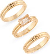 NORDSTROM RACK Set of 3 Cubic Zirconia Textured Band Rings