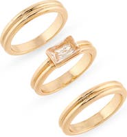 NORDSTROM RACK Set of 3 Cubic Zirconia Textured Band Rings
