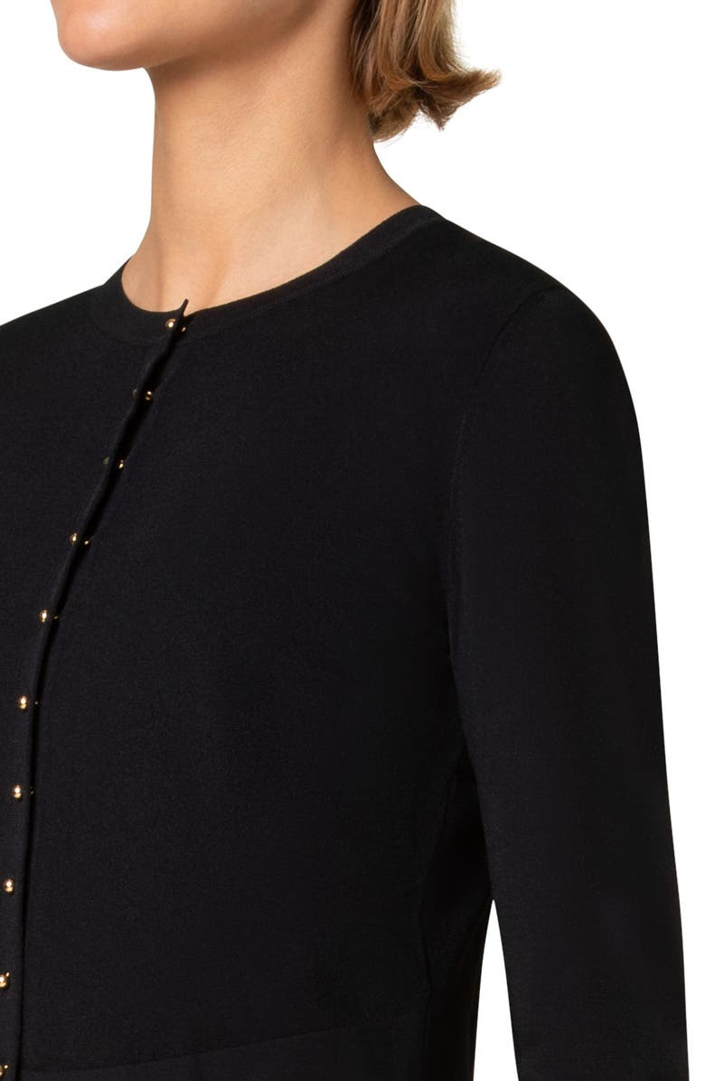 Akris punto Crop Crewneck Cardigan, Alternate, color, Black